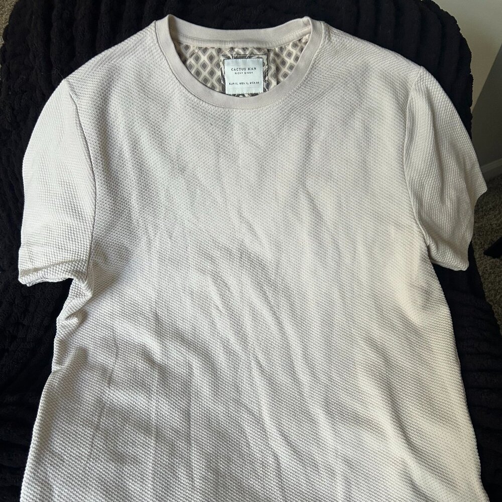 Share Ricky Singh "Cactus Man" Men's XL Waffle Knit Short-Sleeved White T-Shirt